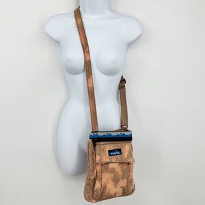 Kavu Tan Canvas Keeper Cross Body Bag Custom Bleach Splatter Upcycled Outdoors